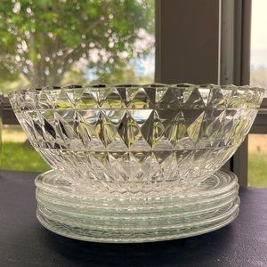 Set of Indiana Glass Salad Bowls with 9” salad plates.